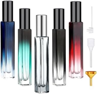 Segbeauty 0.34oz Refillable Perfume Bottle Travel, 5 Pack Glass Spray Bottles for Perfume, 10ml Empty Mini Fine Mist Cologne Travel Bottle, Portable Cologne Sprayer Atomizer with Refill Tool Kit