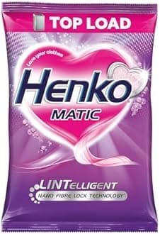 Henko Matic Top Load Detergent Powder 2 Kg Pouch With Power Of Lintelligent Nano Fiber Lock Technology|Laundry Detergent Powder For Tough Stain Removal|Dissolves Easily-Removes Tough Stains