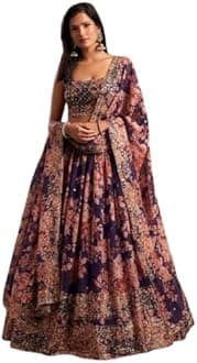 Siciliaoutfits Indian Bollywood Stylish Designer Ready to Wear Lehenga Choli Party Wear Pakistani Beautiful Choli (PERPLE, XL), X-Large