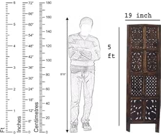 PINK CITY ARTS Wooden Partitions Made of Wood Room Divider for Living Room with Stands Hall Bedroom Wall Separator Panel (3 Panel 5 Feet with Stand)