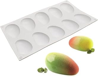 Surakey 10-Cavity Mango Mold Cake Silicone Molds for Baking Dessert Jelly Ice Cream 3D Fruit Shapes Silicone Mold for Chocolate Candy Pastry Truffle Pudding Jelly Cheesecake Mousse Soap