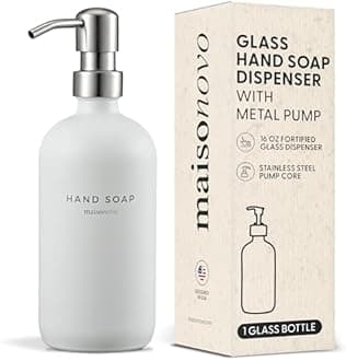 MaisoNovo Soap Dispenser 1-Piece Set | 16.9oz White Bottles with Silver Stainless Steel Pump Core