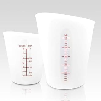 Silicone Measuring Cups, Demorex Silicone Reusable Mixing Pouring Measure Cups, Melt Stir Squeeze & Pour Measuring Cups for Epoxy Resin Casting Moulds Cups 2Pack 500ml(16oz)/250ml(8oz)