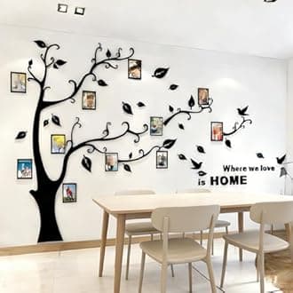 Tree Wall Stickers 3D DIY Tree Wall Decal Art Murals Large Family Photo Frames Tree Decoration for Living Room Bedroom Restaurant Home Decor
