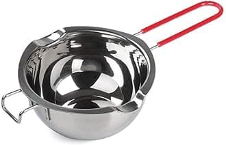 Double Boiler Pot with Heat Resistant Handle I Stainless Steel Melting Bowl I for Chocolate, Candy, Cheese, Butter and Candle Wax Making I Silver (SS 304)