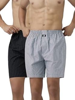 XYXX Men's Checkmate Super Combed Cotton Regular Fit Boxer Shorts with No Marks Waistband & Dual Side Pocket (Pack of 2)