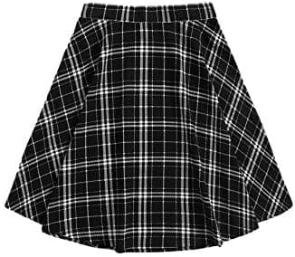 WDIRARA Women's Plaid High Waist Pleated Skater A Line Uniform Mini Skirt
