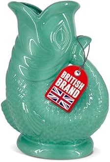 Gurgle Glug Jug The Bubble Jug® Sage Green 50 fl oz 1.5L Litre Extra Large Pitcher - Fish Shaped Jug - Decorative Ceramic Glugging Cocktail, Water and Gin Vase and Gurgling Carafe Pot