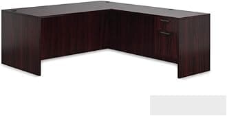 G O F Double 2 Person Workstation Cubicle (10'D x 6.5'W x 4'H) / Office Partition, Room Divider (Desk Only, Mahogany)