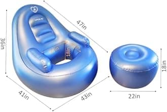 Serenity Blue BBL Inflatable Chair with Ottoman for After Butt Surgery Recovery,Sitting,Sleeping,Pregnancy and Relaxation and BBL Pillow Results Lifting Cushions for BBL(Air Pump Not Included)