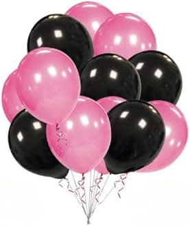 Black Pink Balloons Pack of 200 for birthday decoration items also suitable for Anniversary, Wedding, Celebration, Party