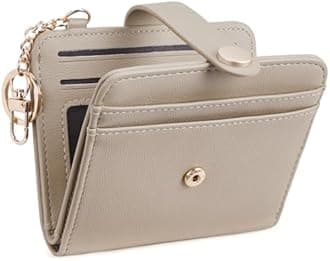 POIUGOYA Slim Wallet for Women, RFID Blocking Credit Card Holder with Coin Pocket, ID Window and Key Chain