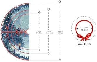 Christmas Nature Christmas Tree Skirt by Leo Walker, 30 Inch to 48 Inch Red Countryside Tree Skirt, Rustic Tree Mat for Home Party Holiday Winter Indoor Xmas Decorations