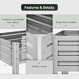 mestyl Galvanized Raised Garden Bed Outdoor for Vegetables Flowers Herb, 48 X 24 X 32in Elevated Metal Planter with Legs, Metal Garden Box for Gardening Backyard, Easy Assembly, Silver