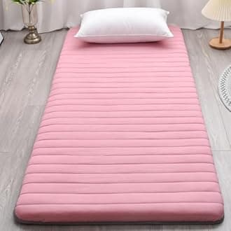 XDone Floor Mattress Single Thickened 5cm, Soft Futon Mattress Japanese Tatami Mat Portable Roll Up Mattress Folding Sleeping Bed Pad for Home Camping Couch (Pink,80x190cm)