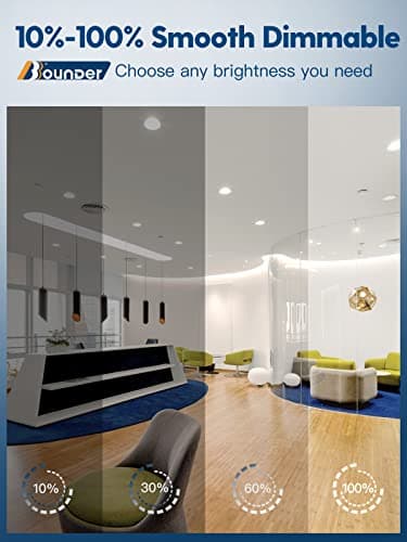 BBOUNDER 12 Pack 5/6 Inch LED Recessed Downlight, Baffle Trim, Dimmable, 12.5W=100W, 3000K Warm White, 950 LM, Damp Rated, Simple Retrofit Installation - No Flicker