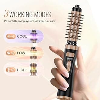VEVOR Rotating Hair Dryer Brush, Ionic Hot Air Styler with 1.5" and 2" Ceramic Coated Brushes, Auto Rotating Curling Blow Dryer Brush Less Frizz & Heat Damage for Straightening Drying Curling