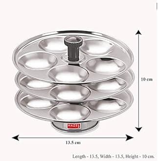 HAZEL Stainless Steel Medium Idli Plate with Stand, 4-Rack Plates, 20 Idlis