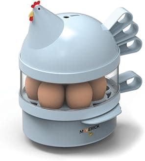 Maverick SEC-14 HENRIETTA HEN EGG COOKER | 14 Egg Capacity Electric Egg Maker for Hard, Soft & Poached Eggs | Fun Retro Hen Design, Dishwasher Safe - Blue