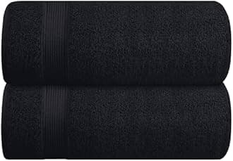Belizzi Home Cotton 2 Pack Oversized Bath Sheet 35x70, Large Bath Sheet, Ultra Soft, Absorbent, Compact, Eco-Friendly, Recyclable, Quick Drying and Lightweight Towel - Black