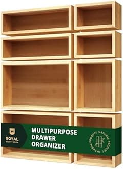 ROYAL CRAFT WOOD Bamboo Jewelry Organizer Box & Chests Set - Versatile Storage Solution for Makeup, Jewelry, and Bathroom Essentials (8 Boxes)