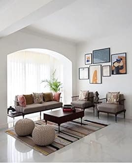 The Home Talk Hand Knitted Cotton Pouf | Ottoman | Footrest - Bean Bag, Floor Chair - Great for The Living Room, Bedroom and Kids Room - Small Furniture (18"x18"x14" - Champagne)