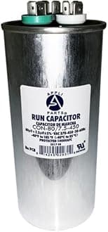 Appli Parts Condensador Capacitor de Marcha 80+7.5 Mfd uF (microfaradios) 370VAC o 450VAC CBB65 Universal Aire acondicionado y aplicaciones Redondo UL E476928 14cm Alto 6cm Ancho CON-80/7.5-450