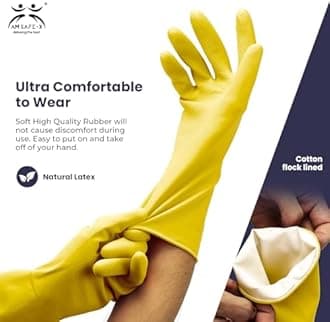 AM SAFE-X Heavy Duty Household Cleaning Rubber Hand gloves, Dishwashing Gloves, Kitchen Cleaning, Working, Painting, Gardening, Pet Care