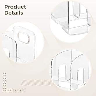 2-Piece Clear Magazine Holder, 3-Compartment Vertical Organizer For Office Desk, Space-Saving Plastic File Rack With Handles