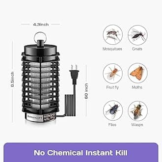 Bug Zapper, 3000V High Powered Mosquito Fruit Fly Zappers Killer, Insect Fly Swatter Zapper Mosquito Trap Outdoor, Fly Traps, Gnat Killer for Indoor, Home, Garden, Backyard (2Pc-Black)