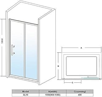 ELEGANT 1000mm Sliding Shower Screen Panel for Bath Door in 6mm Safety Shower Enclosure Cubicle Glass