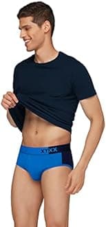 XYXX Men's Dualist Micromodal Regular Fit Colorblock Antimicrobial Briefs with No Marks Waistband (Pack of 3)