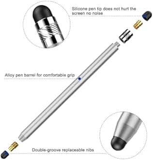 2 Pack Stylus Pens for Touch Screens, High Sensitivity Precision Capacitive Stylus Pen Compatible with iPad iPhone Samsung Tablets All Universal Touchscreen Devices with 4 Rubber Tips (Red,Purple)