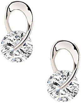 Women's Silver Plated Platinum Plated Stylish Crystal Stud Earrings - Silver (rrsd9826er)