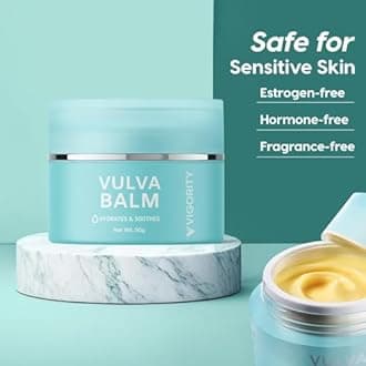 Vigority Vulva Balm Vaginal Moisturizer for Women 2-pack: Intimate Skin Care Relieves Dryness, Itch, Odor & Irritation - Menopause Suppor With Beeswax, Shea Butter, Emu Oil, and CoQ10 - Estrogen Free