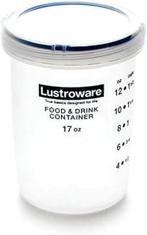 Lustroware Airtight Screw Top Food Containers with Measurement Marks | Made with BOA Free Material | Microwave and Dishwasher Safe (6, 17 oz (3,6x3,6x4,6"))
