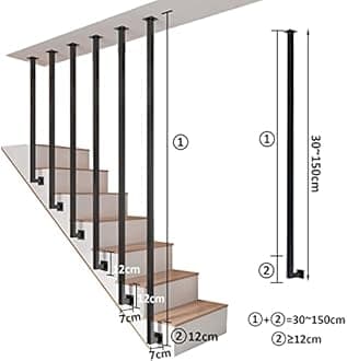 Stair Grab Bar Metal Transitional Handrail Wrought Iron Balustrade Posts | Safety Grab Rails Stair Railing Banister Handrail Fence Pole Garden Fencing Staircase Hand Rails ( Size : 55cm(21.7inch) )