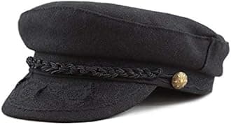 The Hat Depot 1400CD1970 Winter Unisex 100% Wool Greek Fisherman's Hat (S/M, Black)