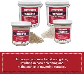 StonePro Traverfill - Travertine Repair - Fills Smalls pits, Holes & voids in Travertine & Limestone (Dark 3 lb)