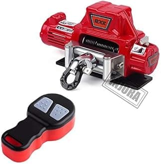 Metal Automatic Winch Wireless Remote Controller System for 1:10 RC Crawler Car Axial SCX10 90046 TRX4 Redcat (Red)