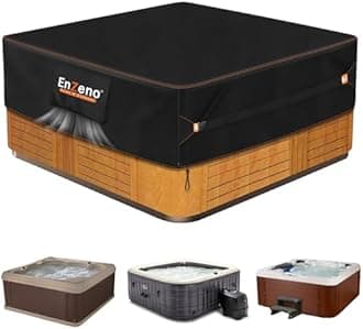 Enzeno Outdoor SPA Hot Tub Cover Waterproof Square 93 x 93 inch fit 92 x 92 or 91 x 91 or 420D Heavy Duty Cub Hot Tub Lid Protectors Protective Cover Cap