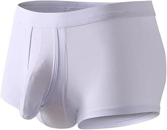 Men's Dual Pouch Underwear Short&Long Leg Bulge Boxer Briefs Separated Pouch Modal Trunks (US, Alpha, Large)