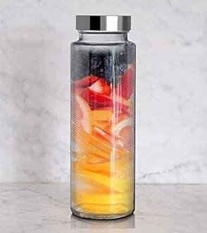 Brezzycloud Glass Food Grade Airtight Water Bottle with Leak-Proof Stainless Steel Lid - Water, Smoothie, Juicer and Beverage Glasses - 500ml (Set of 1)