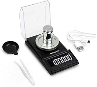 200 x 0.001g Milligram Scale, High Sensitivity Portable Digital Reloading Weighing Jewelry Power MG Scale with 100g Calibration Weights (Black)
