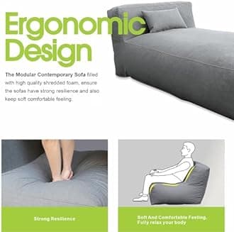 Dineli Chaise Lounge Chair Outdoor Bed Lounger Outdoor Couch Sofa for Pool Comfy Patio Furniture Foam Filling Bean Bed Chair Lazy Sofa for Outside, Water-Resistant Sunbed (Dark Grey, 70'' Length)