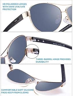 CARFIA Polarized Sunglasses for Women UV Protection Ultra-Lightweight Comfort Metal Frame Driving Glasses CA3210