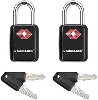 SURE LOCK Mini TSA Approved Keyed Luggage Lock – One Key Opens All, Fits Tight Zipper Gaps & Small Pull Holes, Compact Travel Lock for Suitcases, Backpacks & Handbags