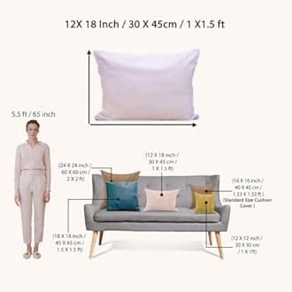 STITCHNEST Set of 2 Polycotton Cushion Covers – Multicolor Traditional Stripe & Motif Print – 12x18 Inches – Ethnic Sofa Cushion Covers for Living Room & Home Decor