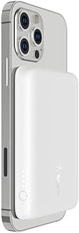 Belkin Magnetic Wireless Power Bank 2500mAh (Portable Charger Compatible with MagSafe for iPhone 15, 14, 13, 12 Series, 2.5K Small Capacity Compact Power Pack, USB-C to USB-C Cable Included) – White
