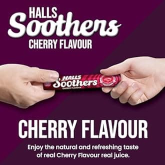 Halls Soothers 20 Pack Cherry Flavour with Real Fruit Juice with A Liquid Centre for Little Moments of Refreshment - Sold by VR Angel